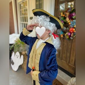 Kids Colonial Costume in Navy and Gold